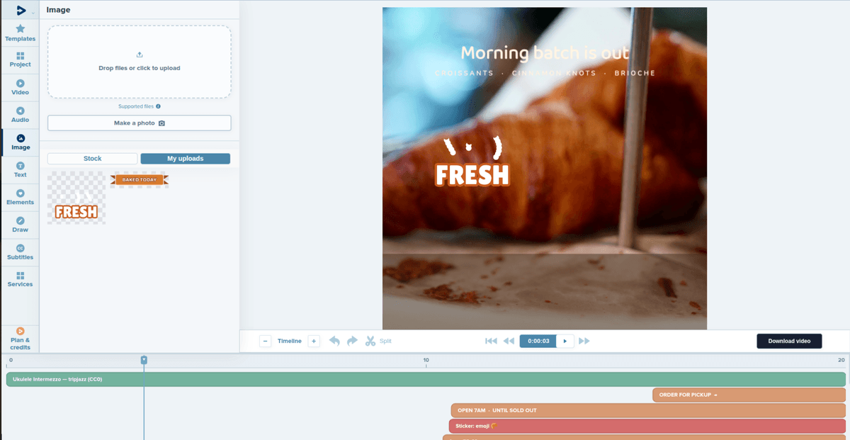 Uploading a custom animated sticker to a video project