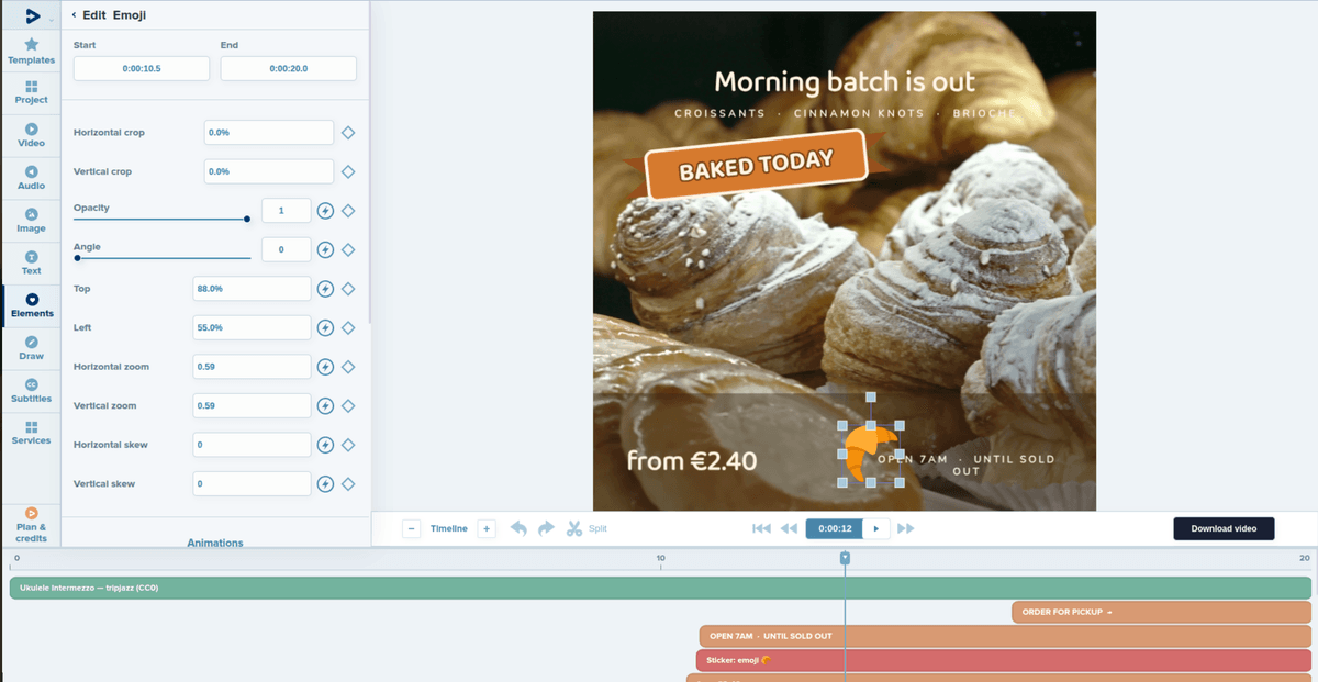 Adding an emoji as a visual layer over a video