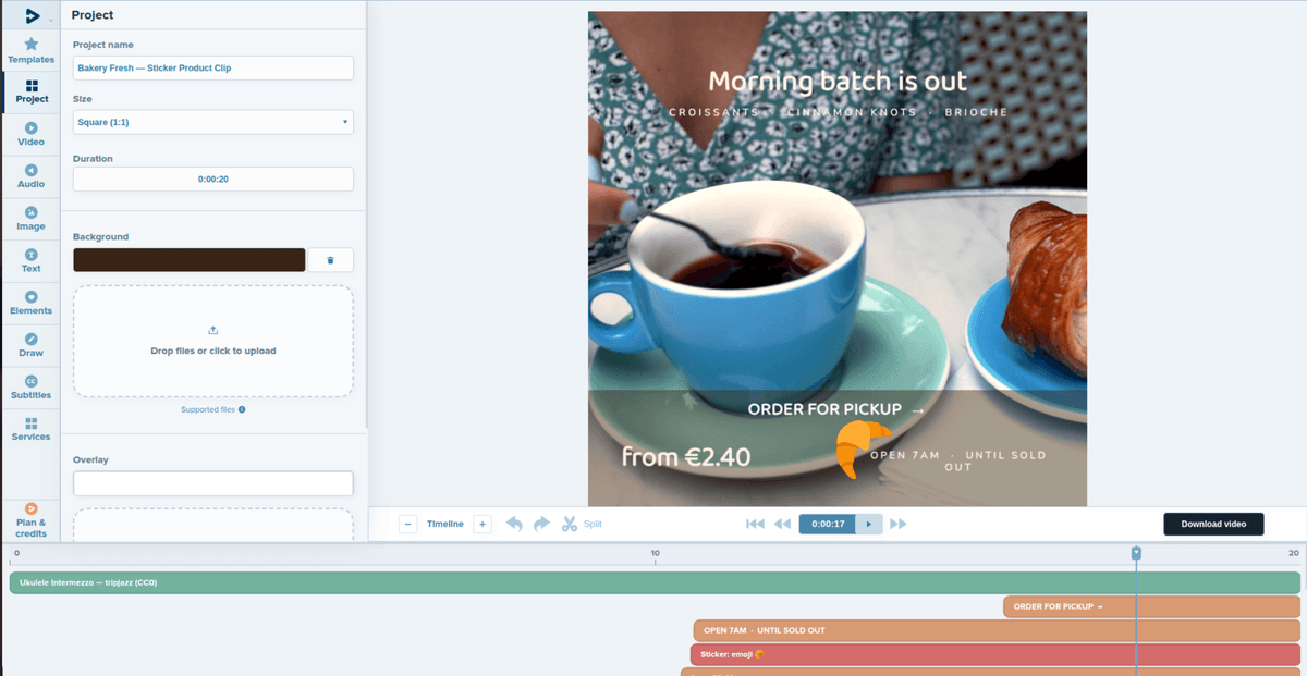 Previewing a video with stickers before export