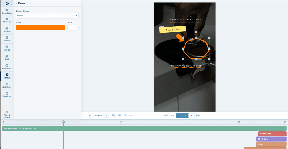 Drawing a freehand annotation over a video frame